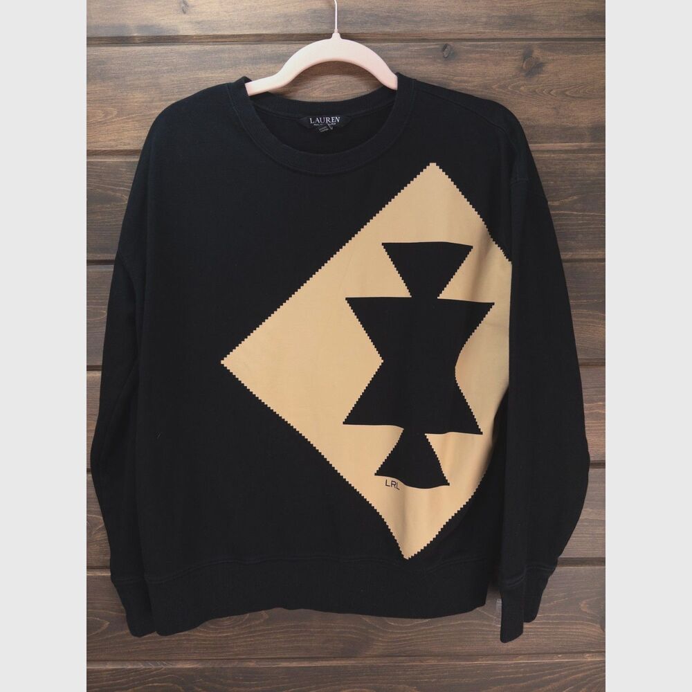 Lauren Ralph Lauren Cozette French Terry Southwest Sweatshirt Black Medium
